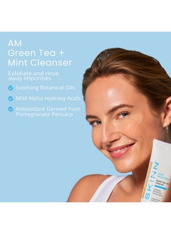 Skinn SKINN Day & Night Face Wash for Women & Men - Refreshing Green Tea & Mint Infusion, Nourishing Olive & Enzyme Formula - Complete AM/PM Cleanser Set for Hydrated  - Image 3