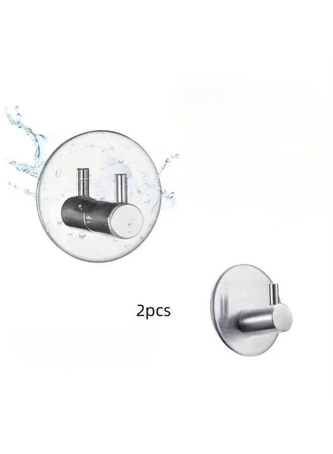 عبوتان من خطاطيف الحائط اللاصقة المصنوعة من الفولاذ المقاوم للصدأ، لا تحتاج إلى حفر، مقاومة للصدأ، سعة 6 رطل - Image 1
