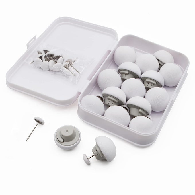 DUVET PIN DUVET CLIPS 16 SETS DUVET COVER PINS COMFORTER CLIPS WITH SOFT FABRIC MATERIAL DOUBLE SIDED PIN FASTENERS FOR QUILT CUSHIONS CURTAINS WHITE