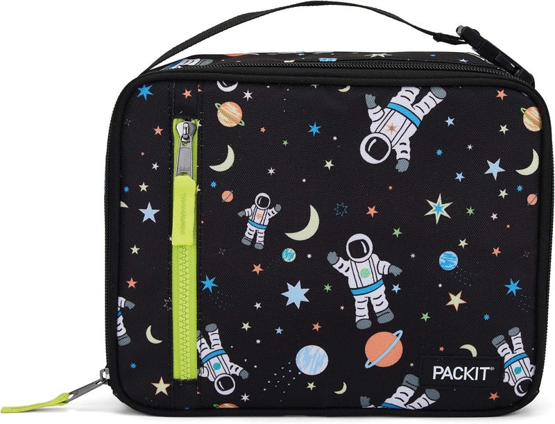 Pac-Kit Freezable Classic Lunch Box, Spaceman, Built with EcoFreeze Technology, Collapsible, Reusable, Zip Closure With Zip Front Pocket and Buckle Handle, Perfect for School Lunches - Image 1