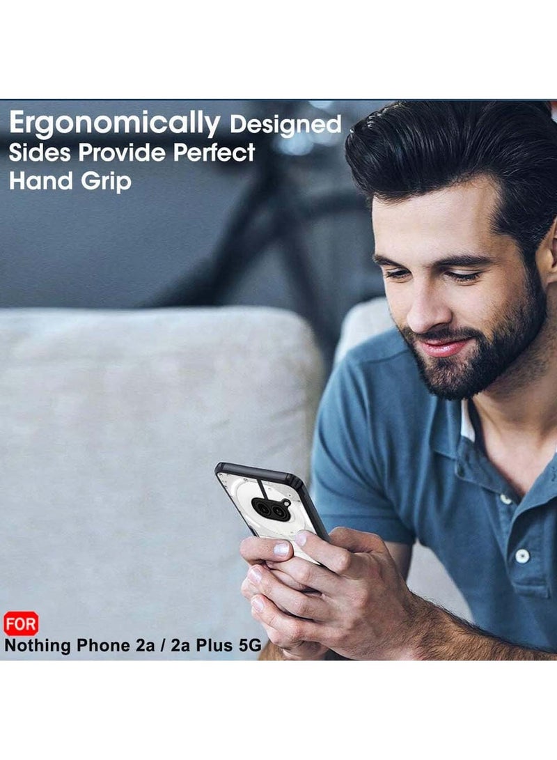 Wtech Nothing Phone (2a) 5G 2024 / Nothing Phone (2a) Plus Hybrid TPU Silicone with Raised Armour Bumpers Slim Case Cover - Black - Image 5