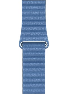 FITIT FITIT Leather Link Band Compatible with Apple Watch Band 44mm/45mm iWatch Series 9 and below, Latest Magnetic Stainless Steel Adjustable Wrist Replacement, 44mm/45mm, Blue  - Image 3