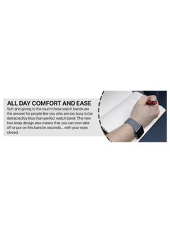 FITIT FITIT Leather Link Band Compatible with Apple Watch Band 44mm/45mm iWatch Series 9 and below, Latest Magnetic Stainless Steel Adjustable Wrist Replacement, 44mm/45mm, Blue  - Image 4