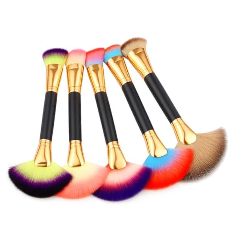 AmazingEGP | Portable Contour Makeup Brush, Black with Random Accent Color, Synthetic Bristles, Travel Size, Wood Handle, Professional Blending for Bronzer and Highlighter - 1 Piece