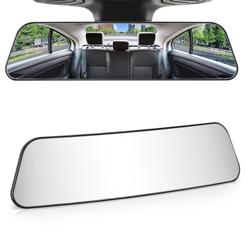 JOYTUTUS Rearview Mirror 12 Inch Panoramic Interior Clipon Wide Angle Convex Universal Rear View Mirror to Reduce Blind Spot Effectively for More Car SUV Trucks Clear