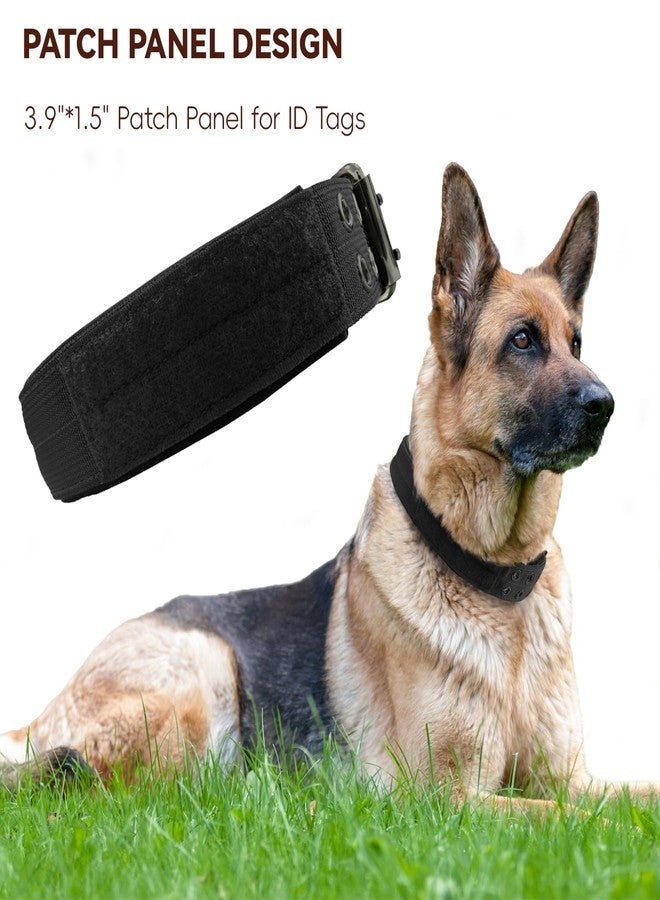 Bozenu Heavy Duty Dog Collar for Large Dogs, 2 PCS Tactical Dog Collars with Metal Buckle & D Ring, 1.5" Width Thick Adjustable Nylon Collar for Medium Dogs, Black/XL - Image 4