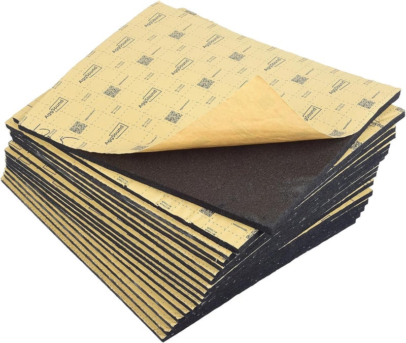 AggSound Pack of 17 Self-Adhesive Sound Insulation Mats, 10 mm Thick, 40 x 33 cm - Image 1