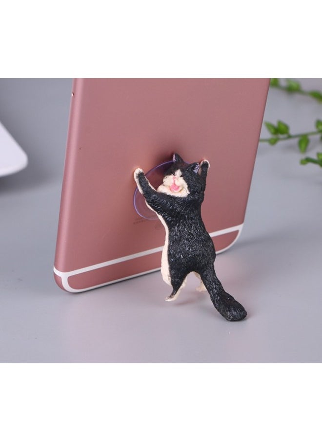 Generic Creative Gadgets Children's Adult Gift Toy Cat Reinforcements Mobile Phone Suction Cup Bracket Cute Kitten-Color:Black  - Image 1