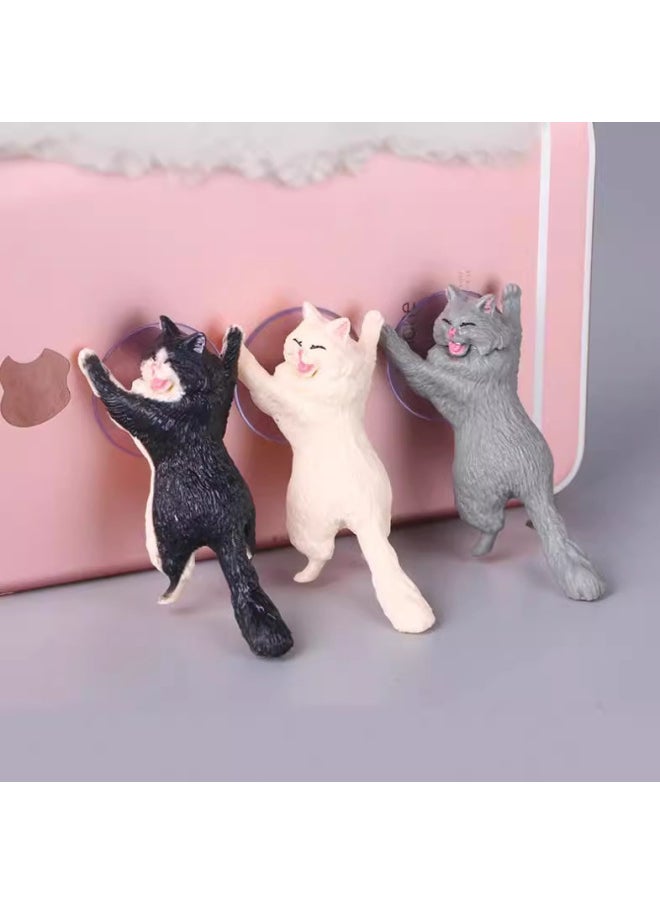 Generic Creative Gadgets Children's Adult Gift Toy Cat Reinforcements Mobile Phone Suction Cup Bracket Cute Kitten-Color:Black  - Image 2