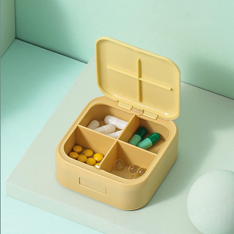 Acedada Small Pill Case, Cute Pill Box - Acedada Travel Daily Pill Organizer, Portable Pretty Pill Container for Purse Pocket, Compact Medicine Holder for Vitamins, Fish Oils, Supplements, Yellow - Image 5