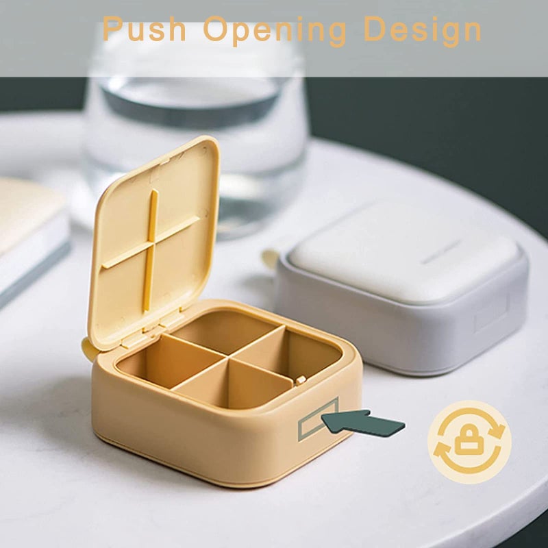 Acedada Small Pill Case, Cute Pill Box - Acedada Travel Daily Pill Organizer, Portable Pretty Pill Container for Purse Pocket, Compact Medicine Holder for Vitamins, Fish Oils, Supplements, Yellow - Image 4