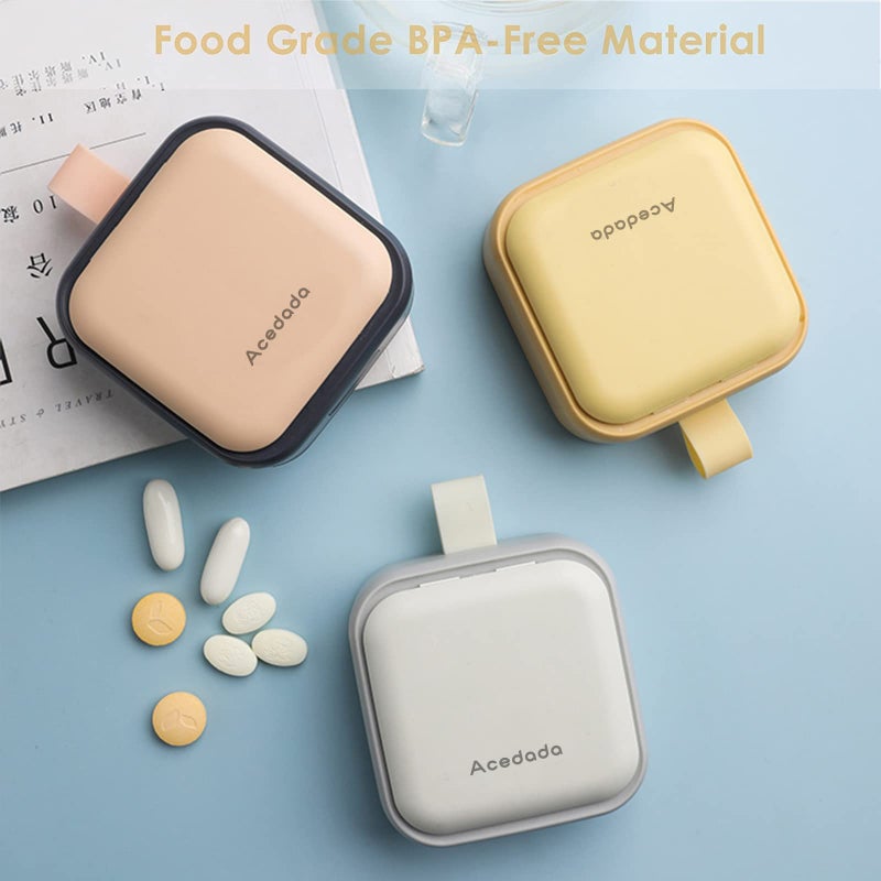 Acedada Small Pill Case, Cute Pill Box - Acedada Travel Daily Pill Organizer, Portable Pretty Pill Container for Purse Pocket, Compact Medicine Holder for Vitamins, Fish Oils, Supplements, Yellow - Image 2