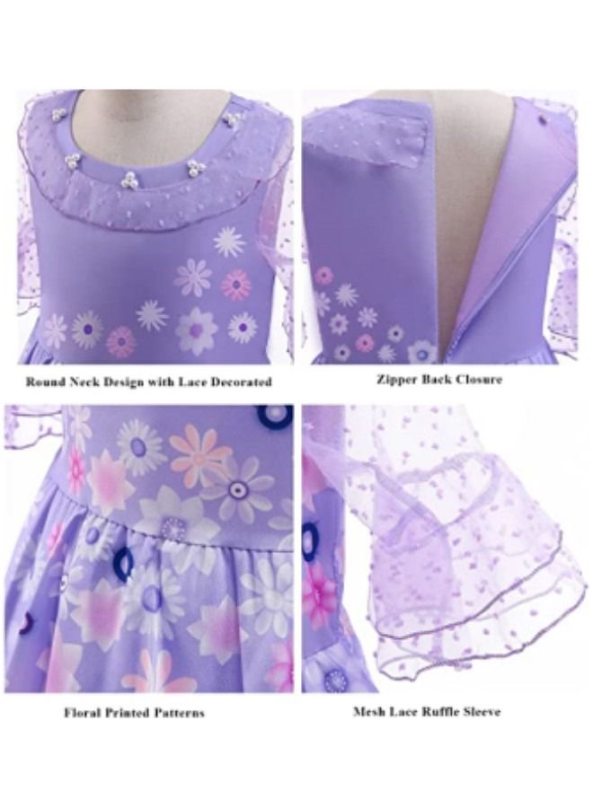 GGEROU فستان ميرا بيل للتنكر للفتيات، أزياء الأميرة إيزابيلا، ملابس عائلة مادريغالس السحرية للتنكر - Image 4