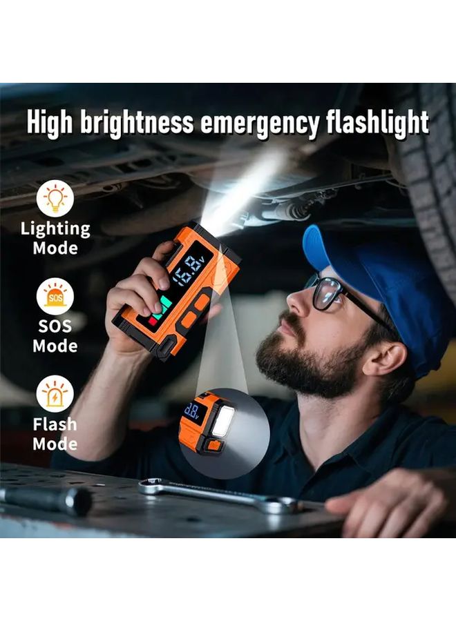 مزود طاقة محمول للطوارئ لبدء تشغيل السيارة وشاحن بطارية متعدد الوظائف 9 في 1 مع مصباح يدوي LED - Image 5