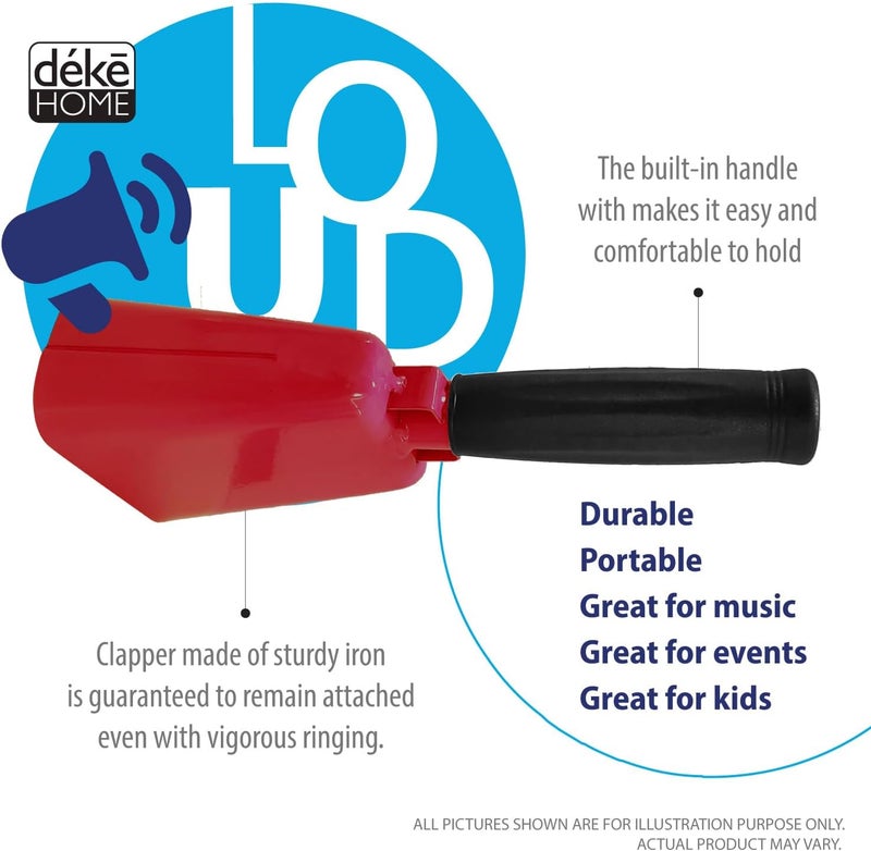 Deke Home 2 Pack 7 Inch Steel Cowbells with Handle - Loud Noise Makers for Sports, Parties, and Celebrations - Image 3
