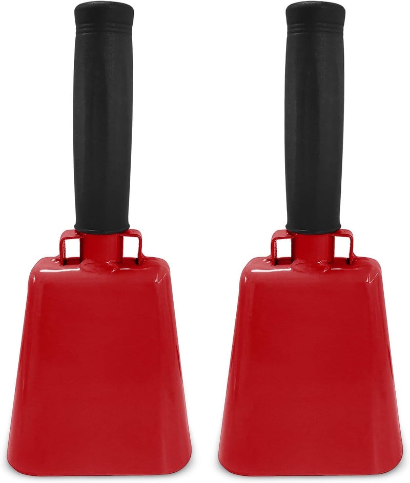 Deke Home 2 Pack 7 Inch Steel Cowbells with Handle - Loud Noise Makers for Sports, Parties, and Celebrations - Image 1