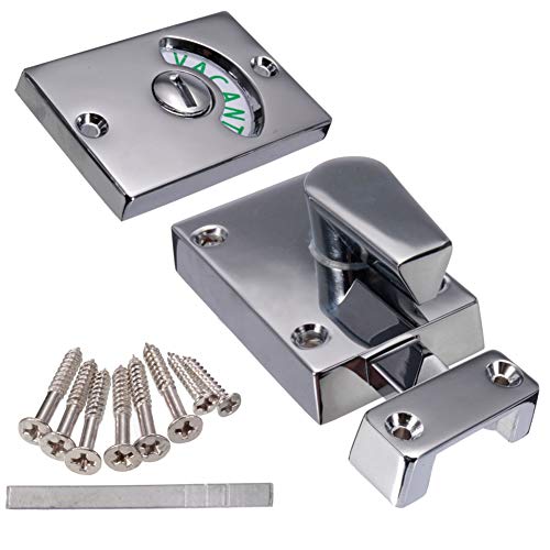 LVOERTUIG Door Lock Indicator,Toilet Bathroom Lock Vacant/Engaged Chrome Latch Indicating DeadBolt Public Restroom Toilet Privacy Partition Door Lock Latch (Satin Nickel) - Image 4