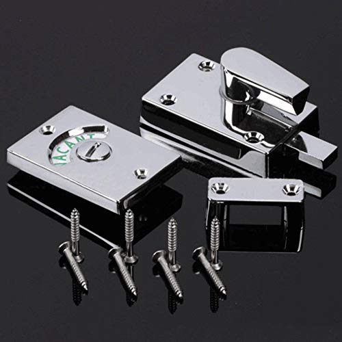 LVOERTUIG Door Lock Indicator,Toilet Bathroom Lock Vacant/Engaged Chrome Latch Indicating DeadBolt Public Restroom Toilet Privacy Partition Door Lock Latch (Satin Nickel) - Image 5