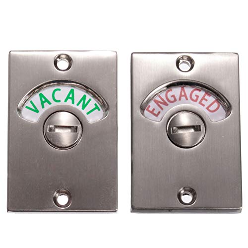 LVOERTUIG Door Lock Indicator,Toilet Bathroom Lock Vacant/Engaged Chrome Latch Indicating DeadBolt Public Restroom Toilet Privacy Partition Door Lock Latch (Satin Nickel) - Image 2