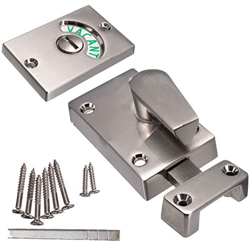 LVOERTUIG Door Lock Indicator,Toilet Bathroom Lock Vacant/Engaged Chrome Latch Indicating DeadBolt Public Restroom Toilet Privacy Partition Door Lock Latch (Satin Nickel) - Image 1