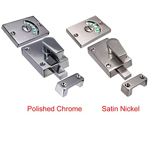 LVOERTUIG Door Lock Indicator,Toilet Bathroom Lock Vacant/Engaged Chrome Latch Indicating DeadBolt Public Restroom Toilet Privacy Partition Door Lock Latch (Satin Nickel) - Image 3