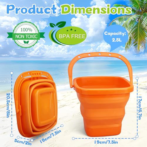 Amarlozn Jumbo Beach Sand Bucket Toy for Kids 3L Collapsible Sandbox Pail Easter Buckets 3 Pack Multi Use Tool for Garden Planting Camping Storage Fishing Washing Summer Holiday Travel Birthday Gifts - Image 5