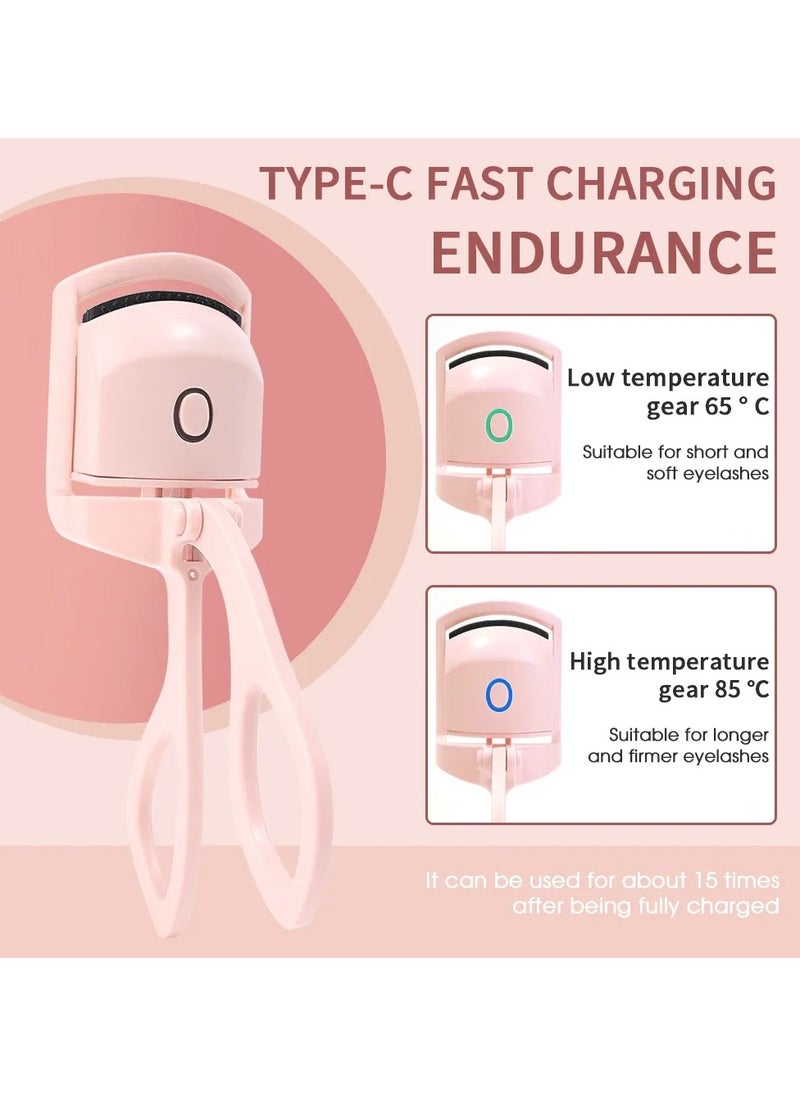 DubaiGallery - Heated eyelash curler USB rechargeable portable eyelash rollers 2 level temp lasting curling effect fast heating design - Image 1