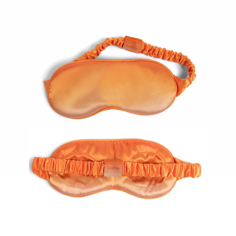 Silky Sleep Eye Mask Light Blocking Sleep Mask Silk Masks for Sleeping Silky Material Elastic Band Low Tension Cups for All Head Shapes and Sizes Travel Pouch Included Orange