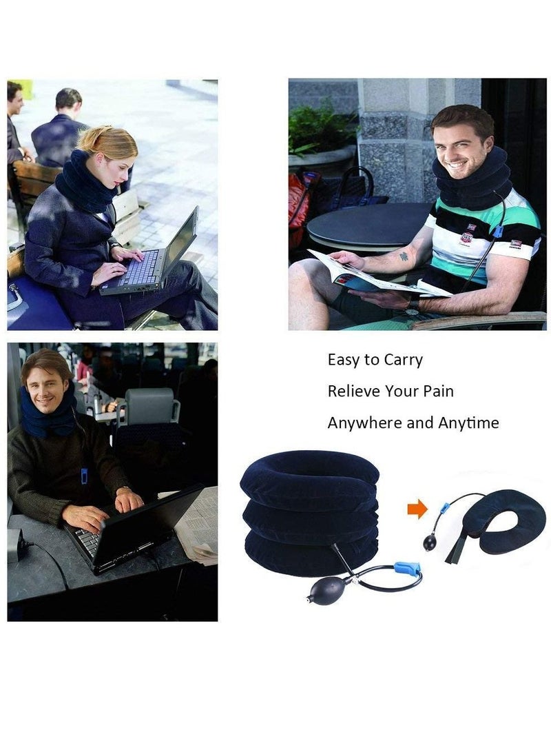 Arabest Cervical Neck Traction Device, Inflatable and Adjustable Neck Stretcher Collar Cervical Traction, Provide Neck Support Neck Traction and Chronic Neck Pain Relief for Home Use (Blue) - Image 5