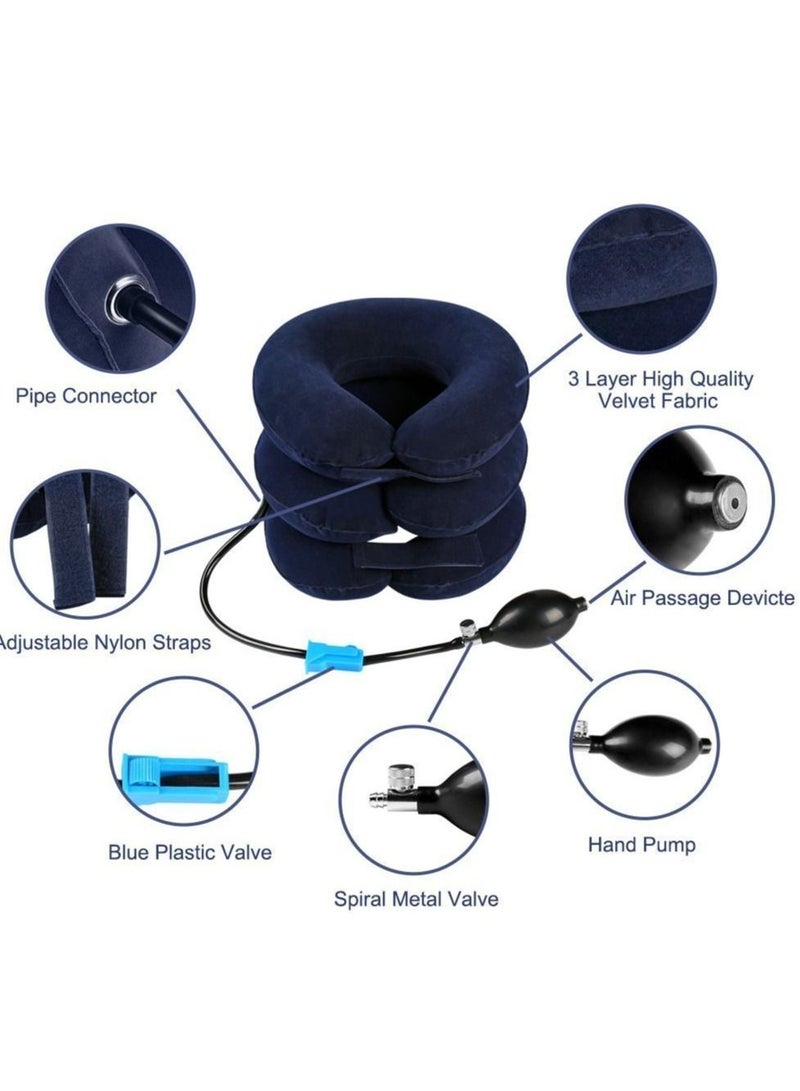 Arabest Cervical Neck Traction Device, Inflatable and Adjustable Neck Stretcher Collar Cervical Traction, Provide Neck Support Neck Traction and Chronic Neck Pain Relief for Home Use (Blue) - Image 4
