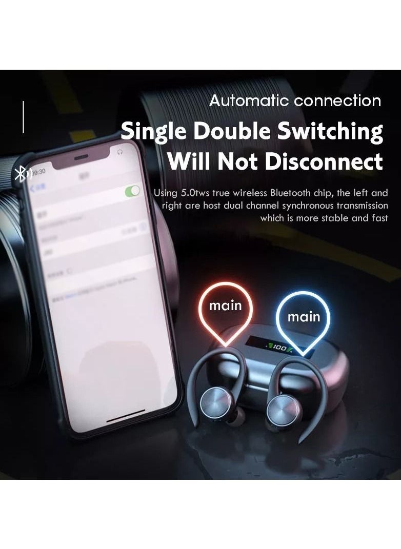 Generic - TWS R200 Bluetooth Headphones True Wireless Stereo Earphones Sports Wireless Earbuds Ear Hook Waterproof Headset with Microphone - Image 1
