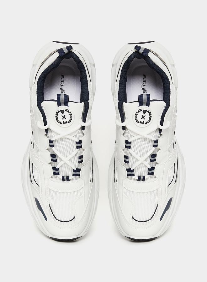 Styli Stitch Detail Front Lace Up Chunky Sneakers  - Image 4