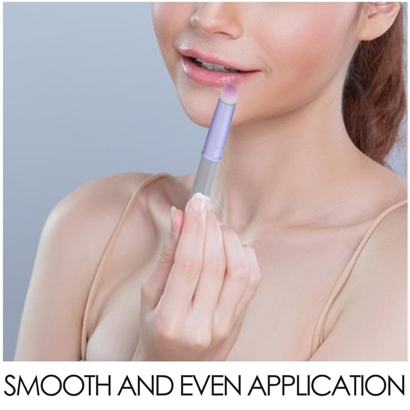 ABOOFAN Portable Lip Brush with Cap Mini round Head Lip Applicator Universal Lipstick Accessory for Travel and On-the-go Purple - Image 3