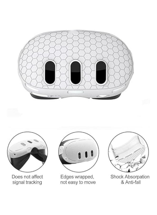 Generic VR Accessories for Meta Quest 3, 6 in 1 Silicone Protective Case Set for Oculus Quest 3, Controller Grip Cover, VR Shell Cover, Face Cover (White)  - Image 2
