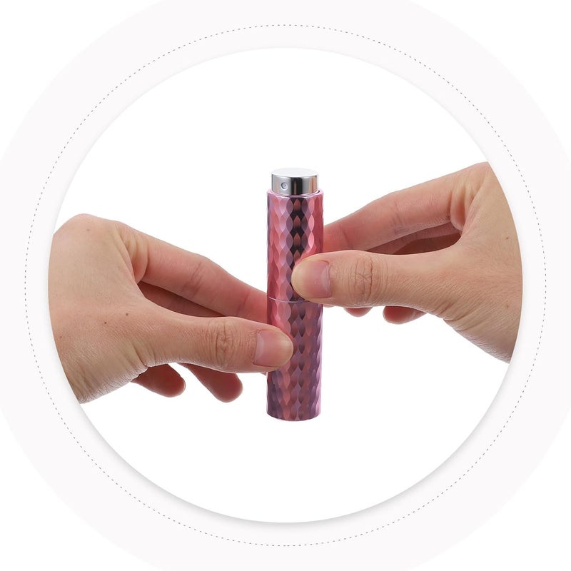 2pcs 8ml Refillable Travel Perfume Spray Bottles, Pocket Perfume Dispenser Set in Pink and Silver for Cosmetic Use - Image 3