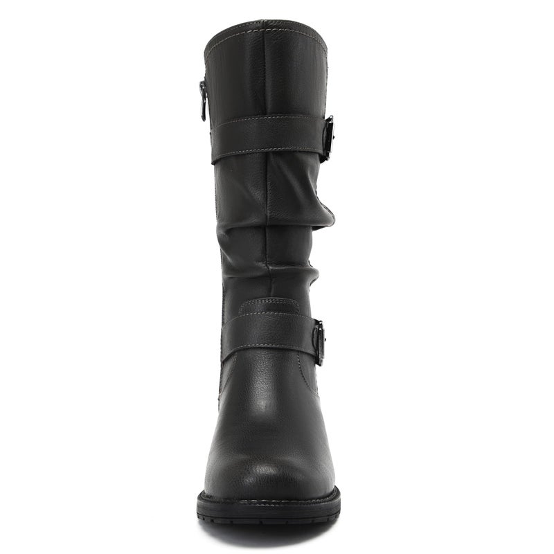 DECARSDZ Women's Fashion Mid Calf Black Boots For Women Dress Boot With Chunky Low Heel Style Zipper Comfort Booties - Image 3