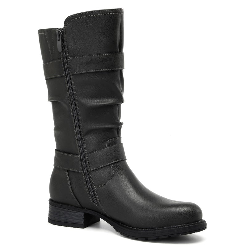 DECARSDZ Women's Fashion Mid Calf Black Boots For Women Dress Boot With Chunky Low Heel Style Zipper Comfort Booties - Image 2