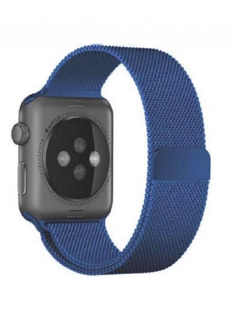 Apple Watch 38mm 40mm 41mm Stainless Steel Milanese Mesh Band Magnetic Loop Replacement Strap Blue - Image 2
