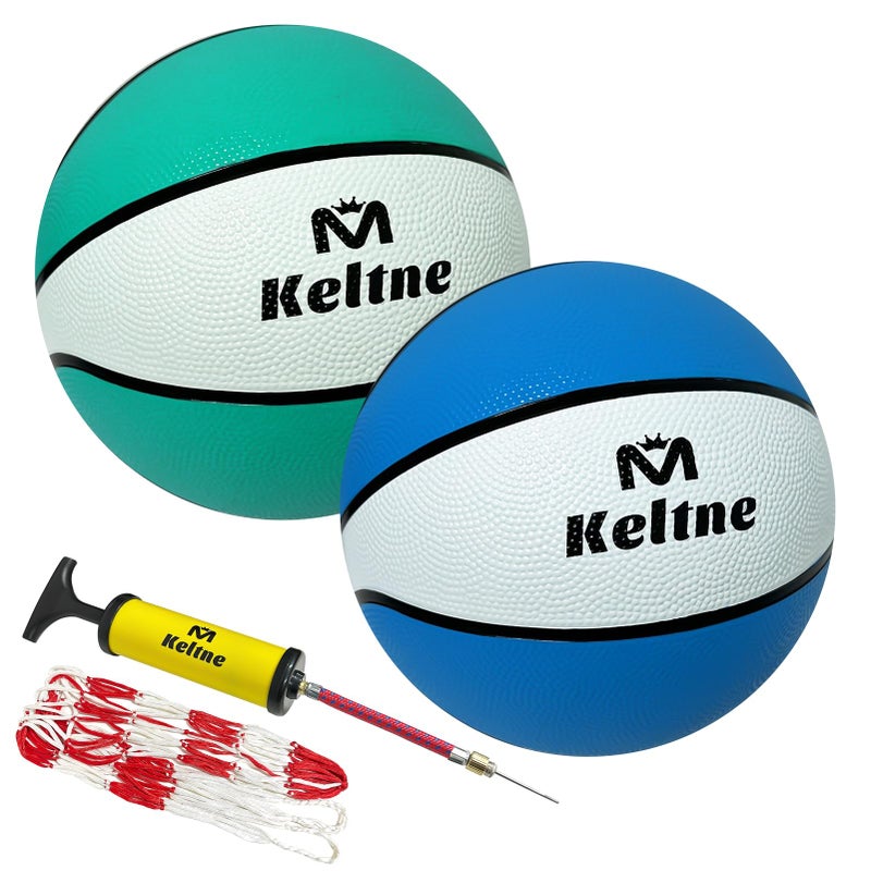 Keltne 9 Inch Water Basketball 2PCS Size 6 Rubber Pool Basketballs with Air Pump Net for Swimming Pools Basketball Hoops - Image 2
