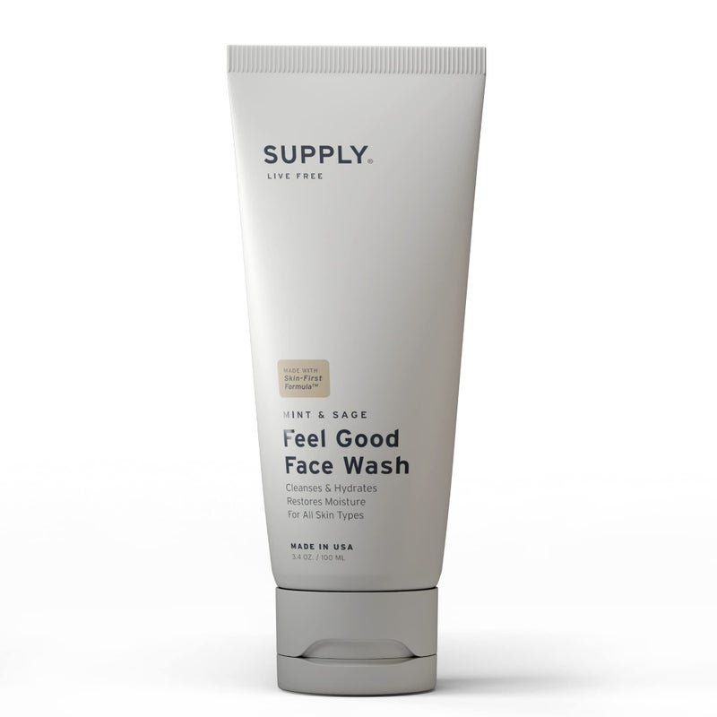 Supply Mens Face Wash - Plant-Based Face Wash Men's Cleanser with Aloe, Tea Tree & Mint - Gently Hydrates, Refreshes & Removes Impurities - Natural Skincare, 3.4 fl oz - Image 1