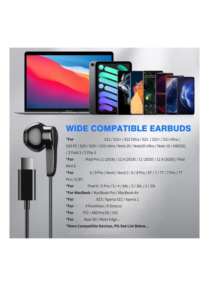 Zikra USB C Headphones for Samsung S22+ Ultra S23, Type C Wired Earbuds with Microphone, HiFi Stereo Sound, Volume Control, Magnetic In-Ear Design, Compatible with Android Phones. - Image 4