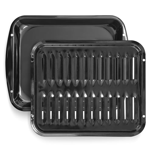 Bagean Broiler Pan for Oven Nonstick Porcelain Coated  1675 x 13 Whirlpool 4396923 Replacement Broiling Pan for Oven With Rack for HighTemperatures  Oven Broiler Pan Heats Evenly and Drains Fat