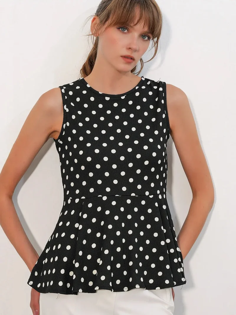 BDART Polka Dot Sleeveless Crepe Blouse
