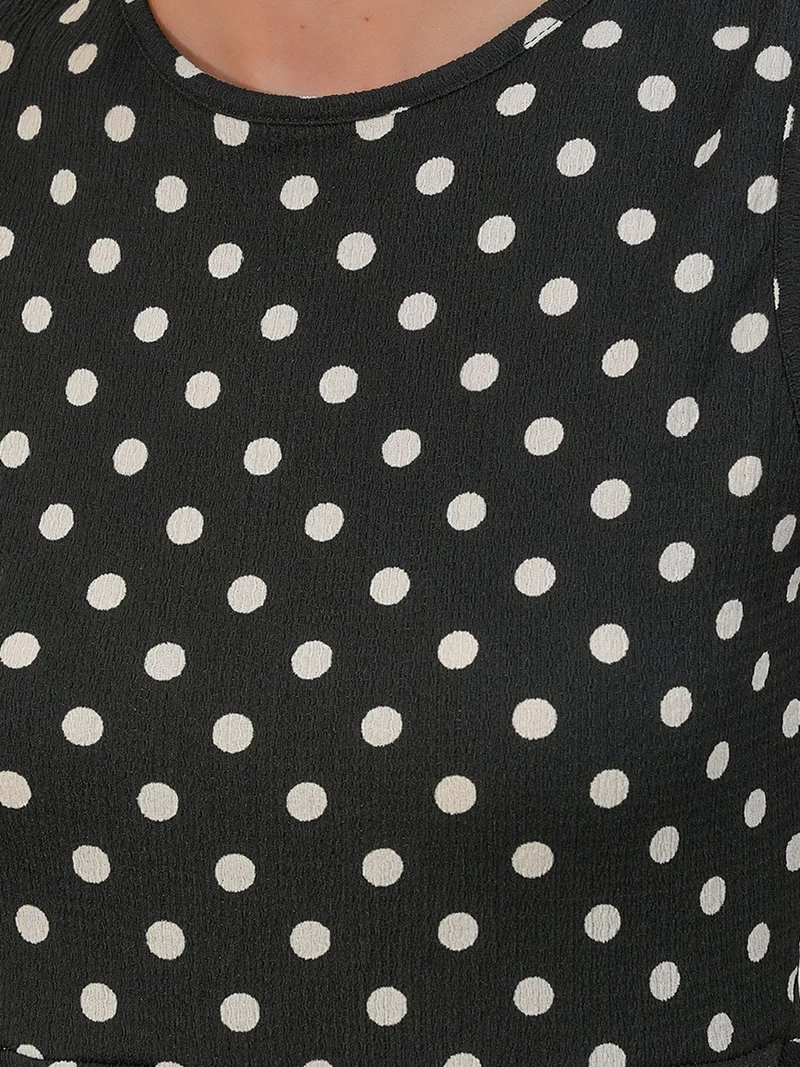 Big Dart Black BDART Polka Dot Sleeveless Crepe Blouse for Women | Best Price UAE