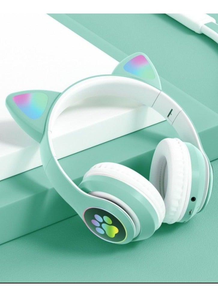 LED Light Up Wireless Stereo Cat Headset Headphones - Image 1