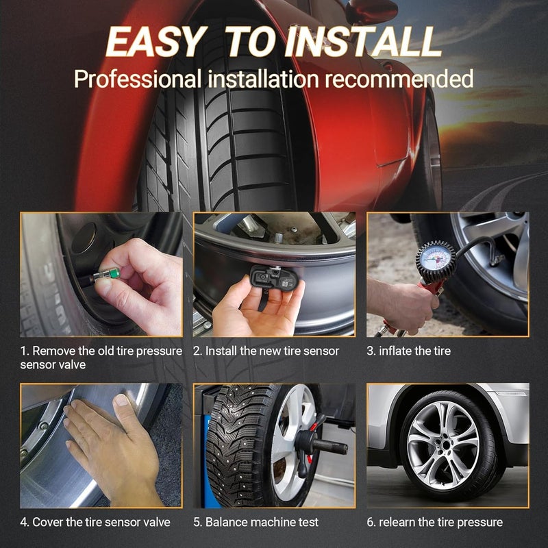 Yikesai حساس ضغط الإطارات 315MHz بديل حساس TPMS لسيارات شيفروليه جي إم سي بويك كاديلاك همر بونتياك ساب ساتورن - بديل# 13598771 13598772 13586335 20923680، مجموعة من 4 أنظمة مراقبة ضغط الإطارات - Image 5