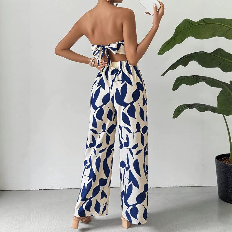 Women's Sleeveless Floral Print Slim Fit Summer Casual Track Suit Set - Image 2