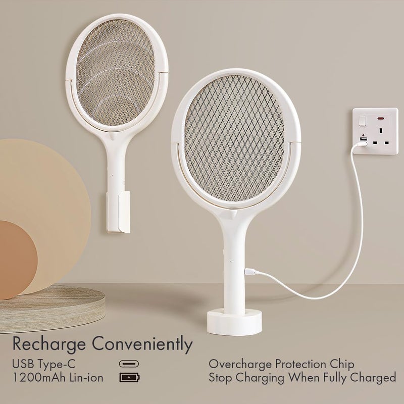 GeckoMan Rechargeable Electric Mosquito Swatter Anti-Mosquito Racket with Rotating Head, Electric Mosquito Killer, Electric Fly Swatter, Mosquito Catcher, with a Telescopic Extension - Image 5