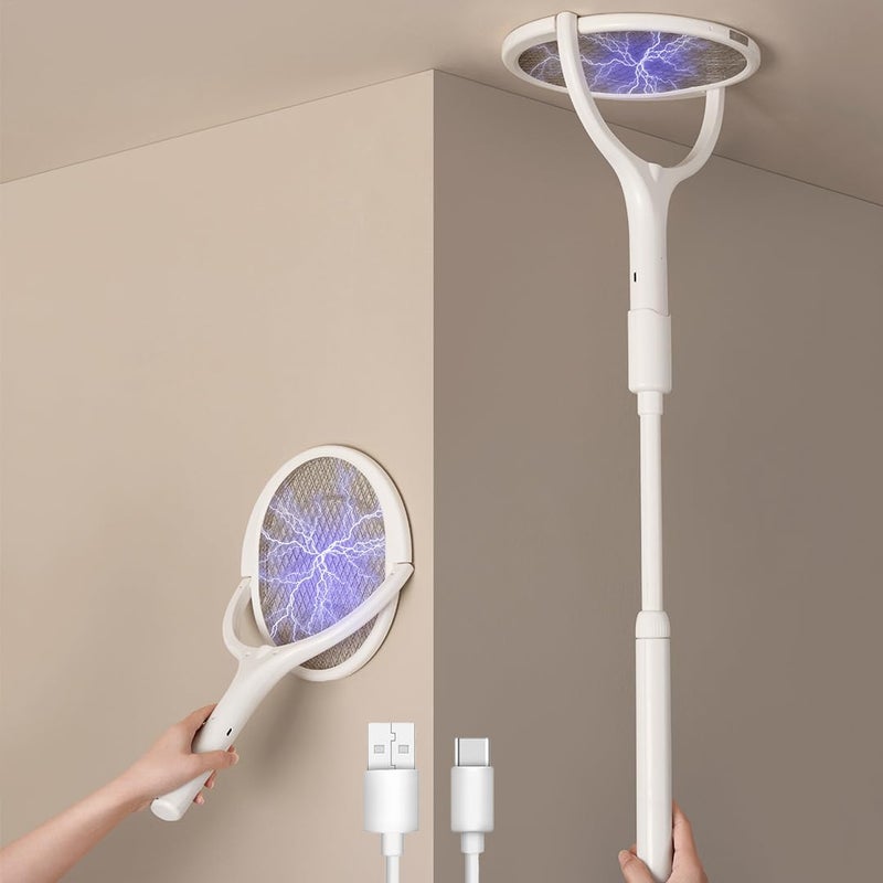 GeckoMan Rechargeable Electric Mosquito Swatter Anti-Mosquito Racket with Rotating Head, Electric Mosquito Killer, Electric Fly Swatter, Mosquito Catcher, with a Telescopic Extension - Image 1