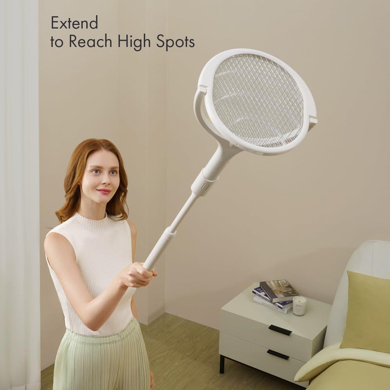 GeckoMan Rechargeable Electric Mosquito Swatter Anti-Mosquito Racket with Rotating Head, Electric Mosquito Killer, Electric Fly Swatter, Mosquito Catcher, with a Telescopic Extension - Image 4
